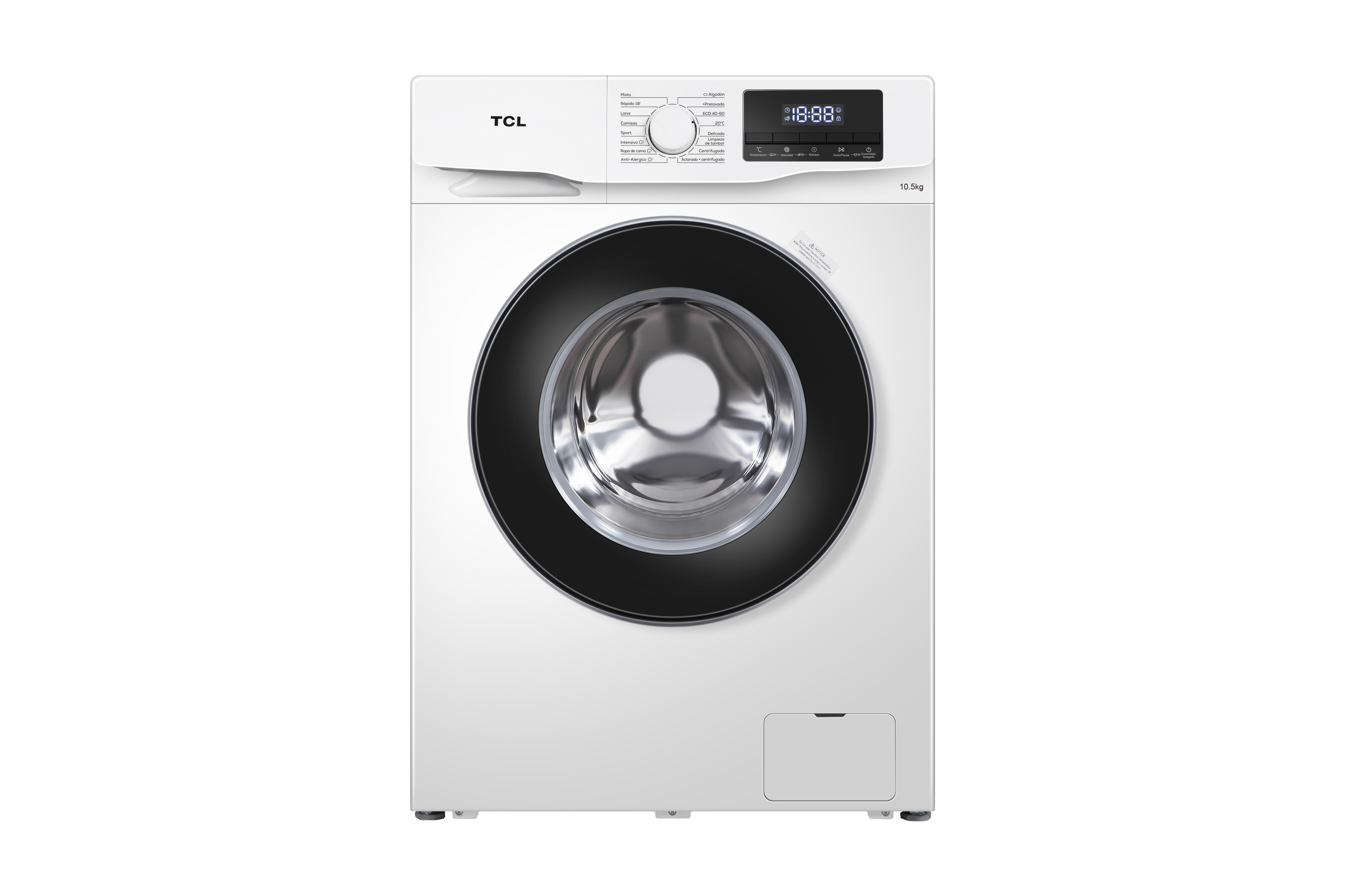 LAVARROPAS AUTOMATICO TCLP610FL 10.5KG CARGA FRONTAL BLANCO INVERTER